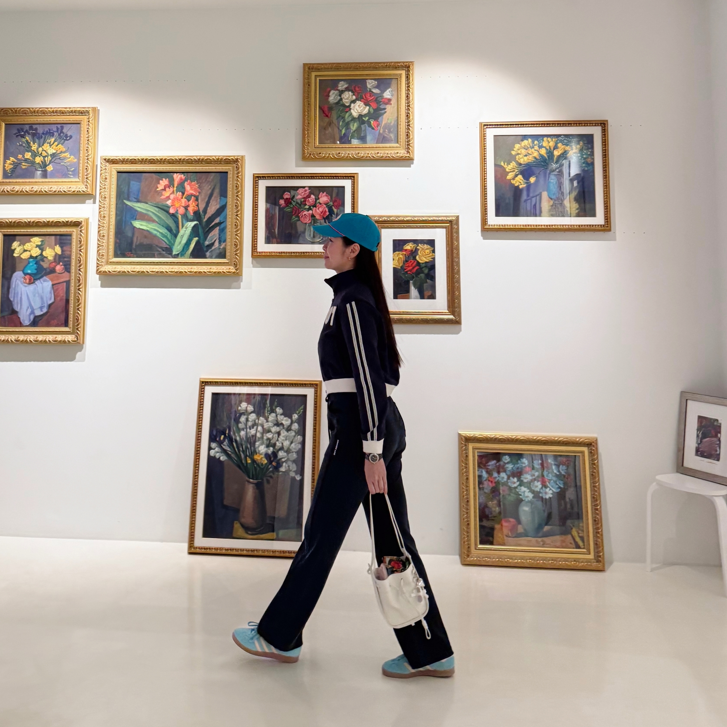 아디다스 가젤 85 이지 민트 크리스탈 샌드 착용 스타일 - 1