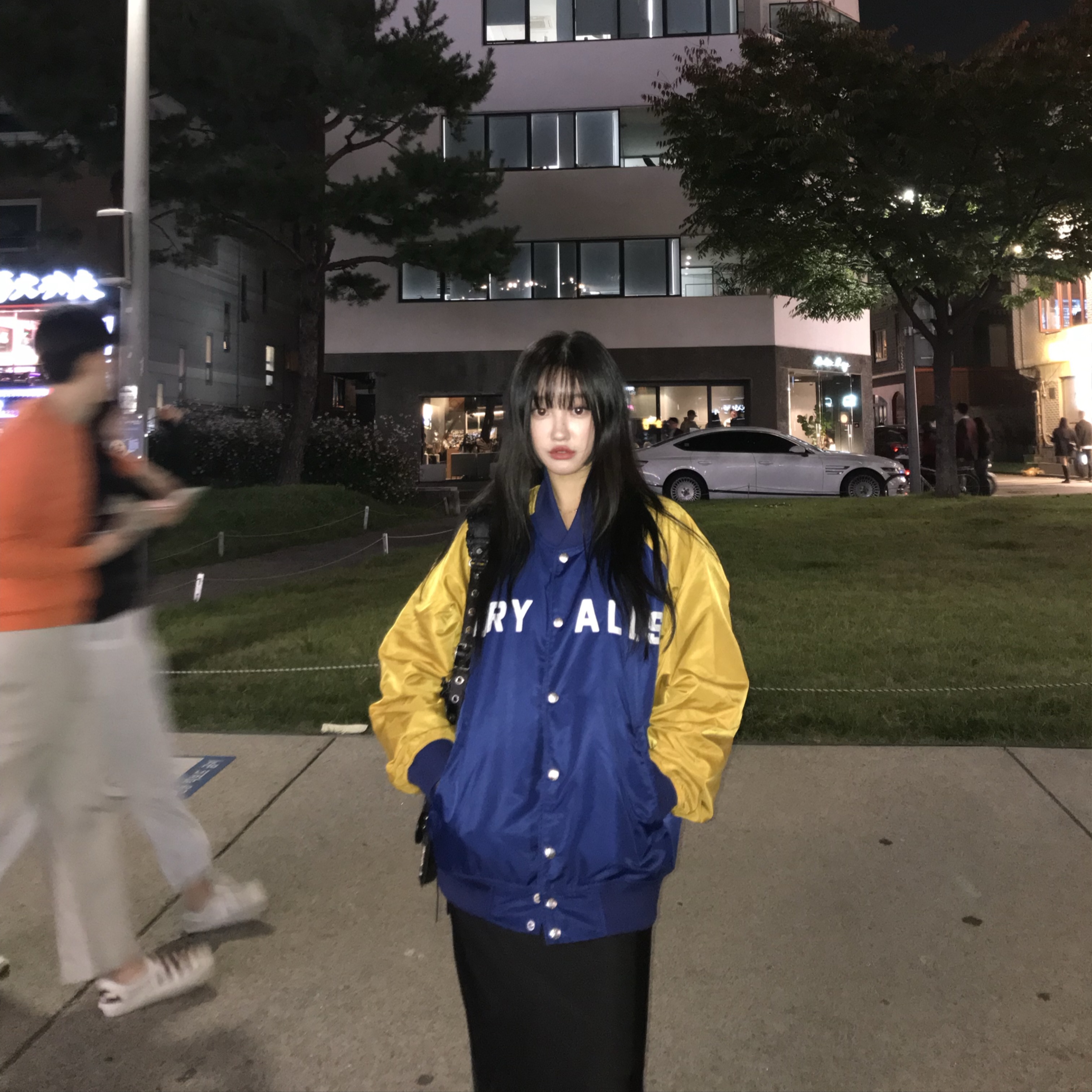 Human Made Nylon Stadium Jacket Blue 착용 스타일 - 2