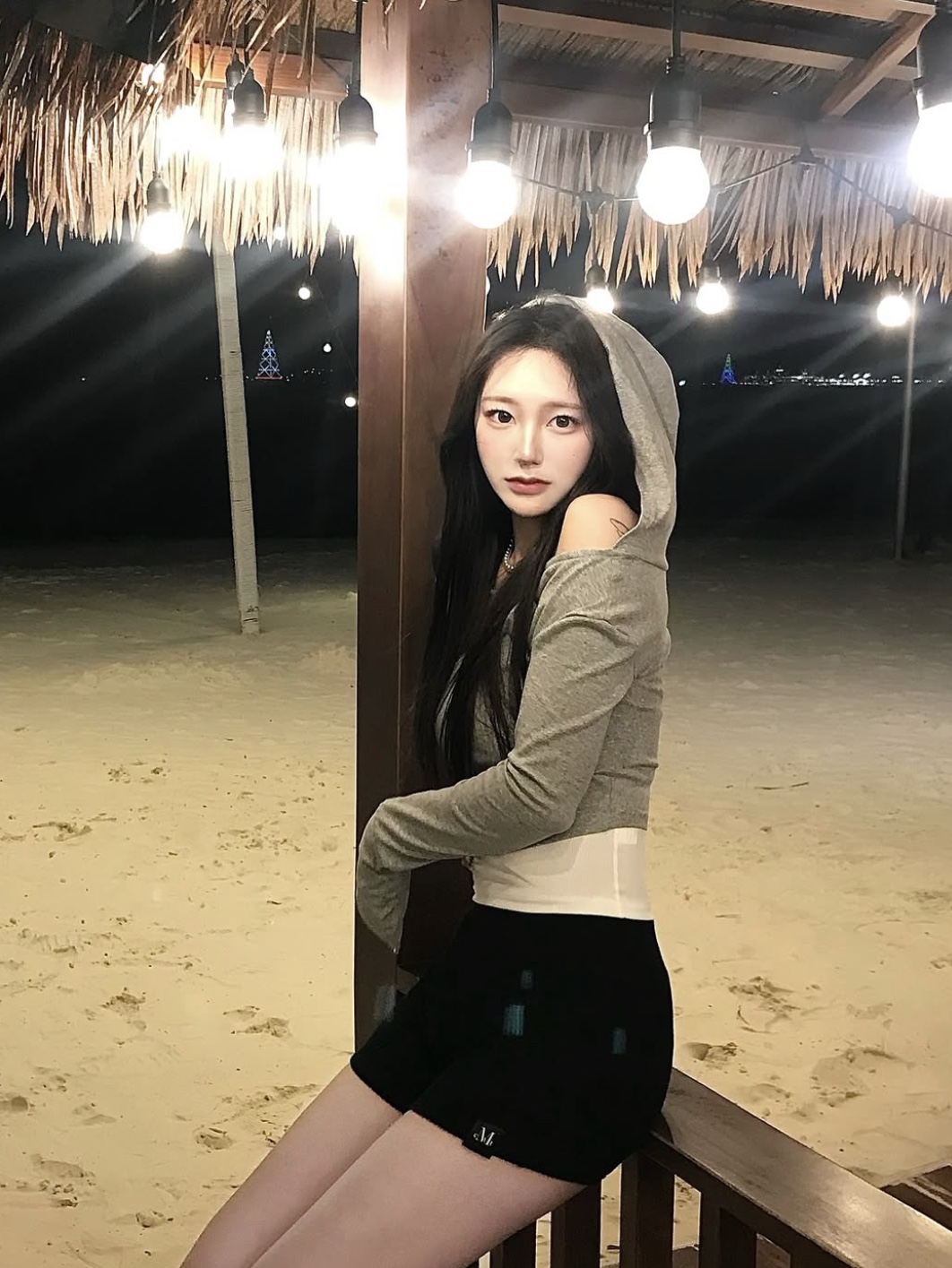 무센트 포레 플리스 마이크로 팬츠 블랙 착용 스타일 - 3