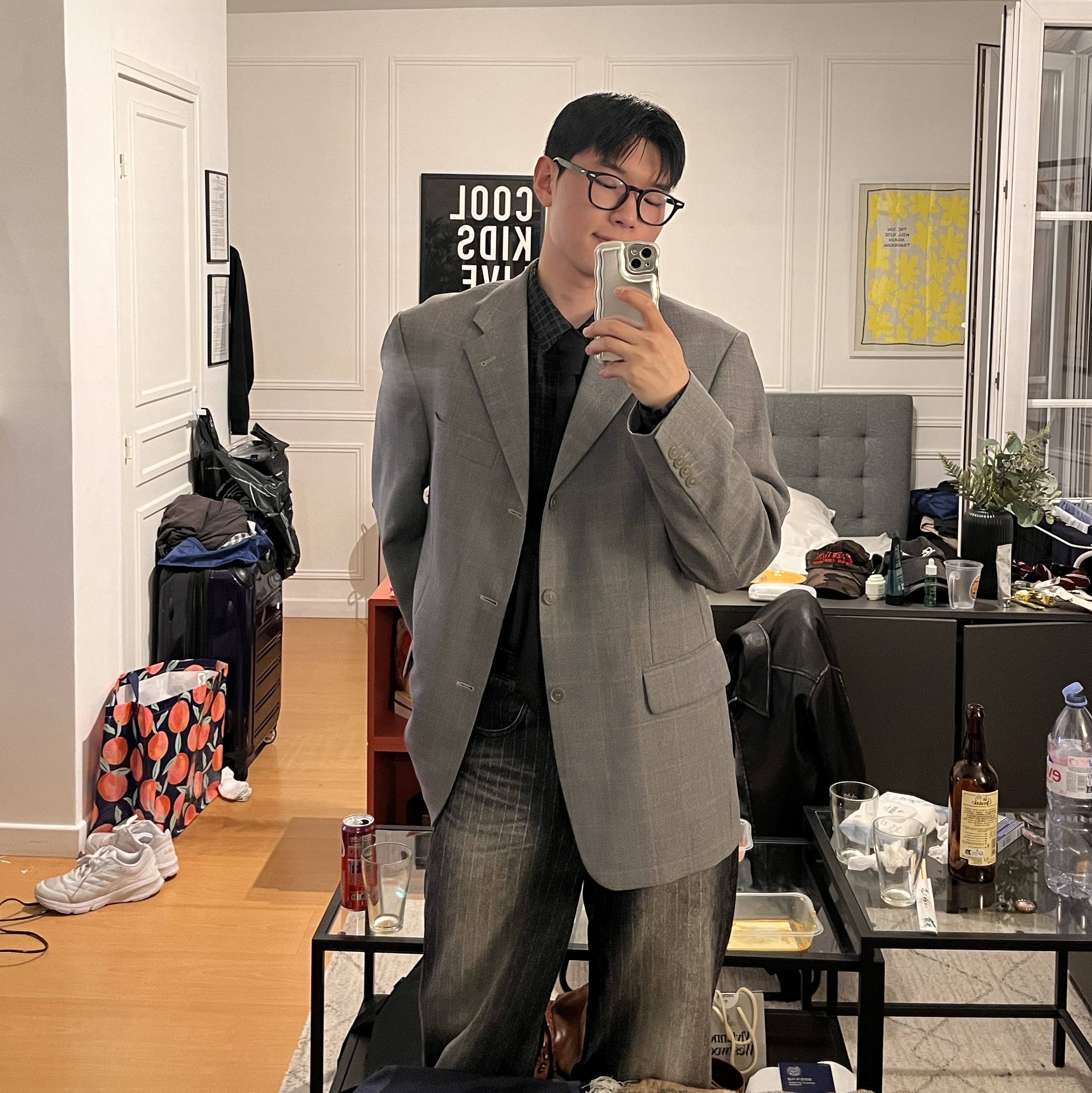 (W) Nike Air Force 1 '07 Low Triple Black 착용 스타일 - 8