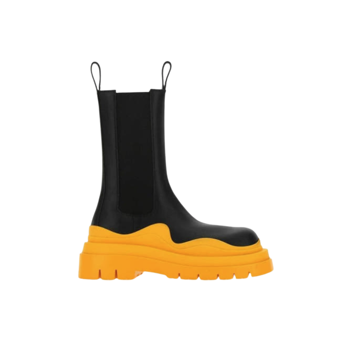 (W) 보테가 베네타 타이어 첼시 부츠 블랙 탠저린((W) Bottega Veneta Tire Chelsea Boot Black Tangerine) - 1