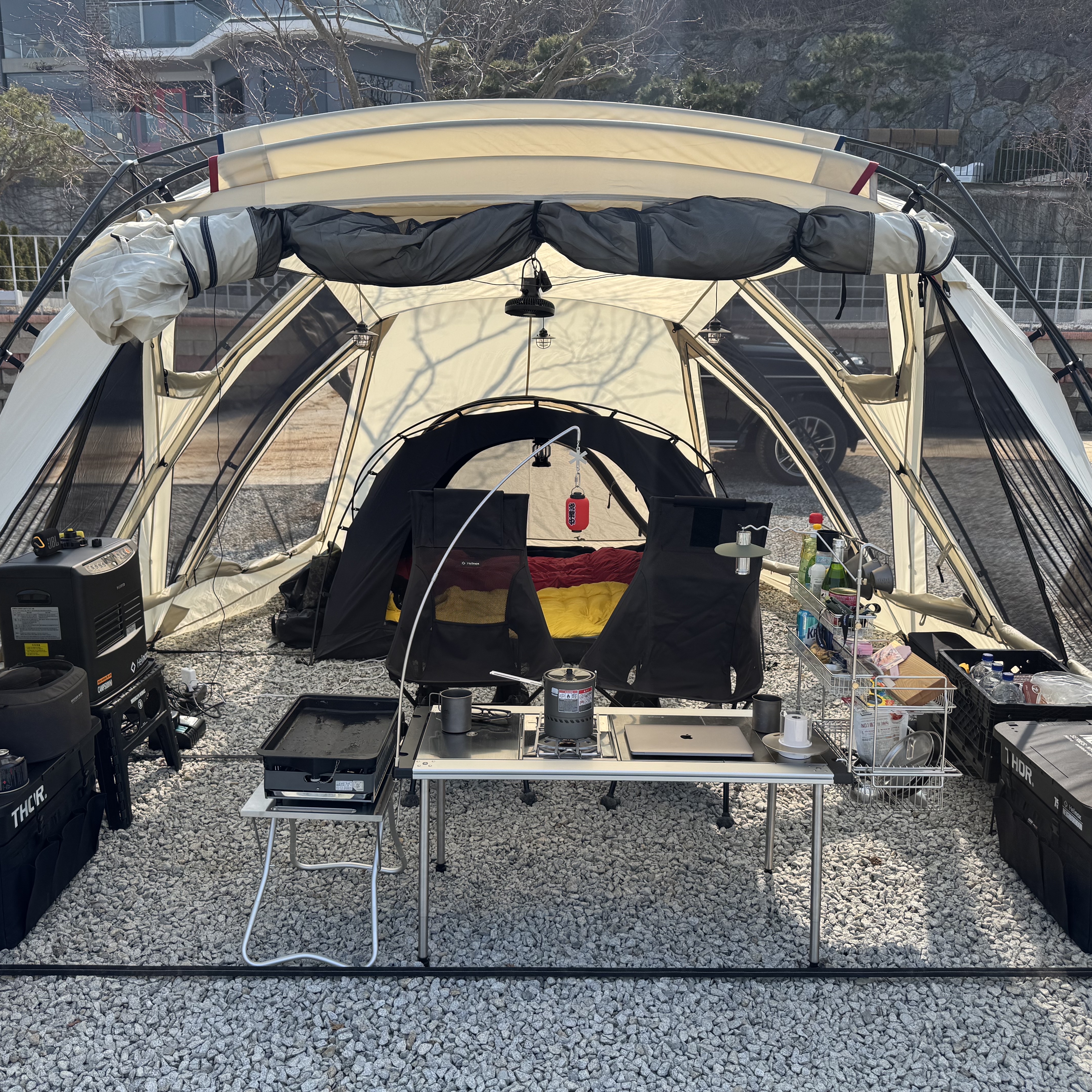 Snow Peak Living Shell Long Pro. Ivory, Snow Peak IGT Four Unit Frame 착용 스타일 - 2