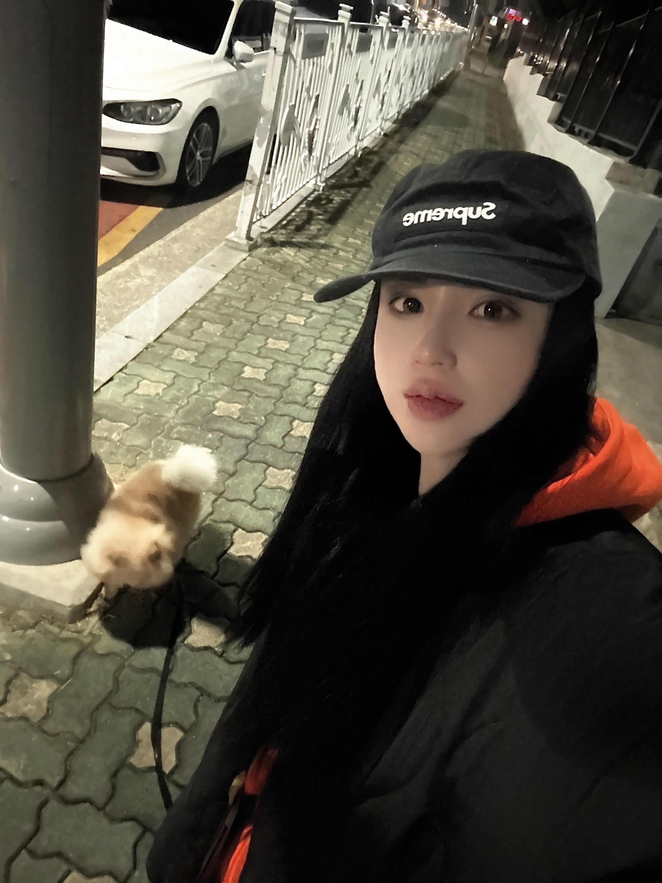 Supreme Military Camp Cap Black - 24FW, Supreme Box Logo Hooded Sweatshirt Dark Orange - 24FW 착용 스타일 - 1