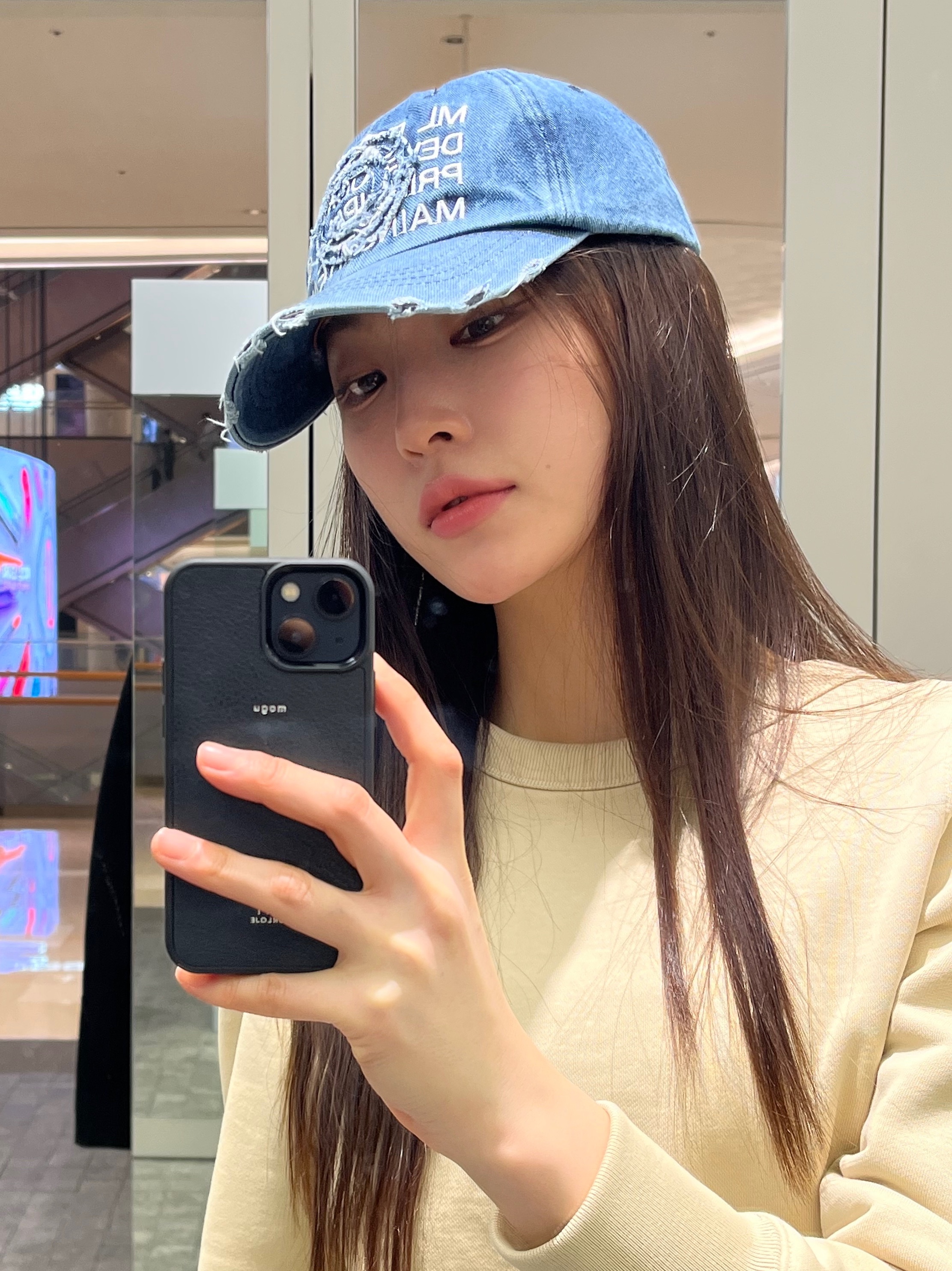 Millo Archive Core Denim Ball Cap Washed Blue 착용 스타일