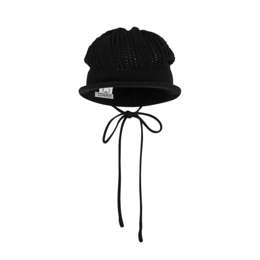 SU2501CA02-b COYSEIO Coy Visor Crochet Beanie Black