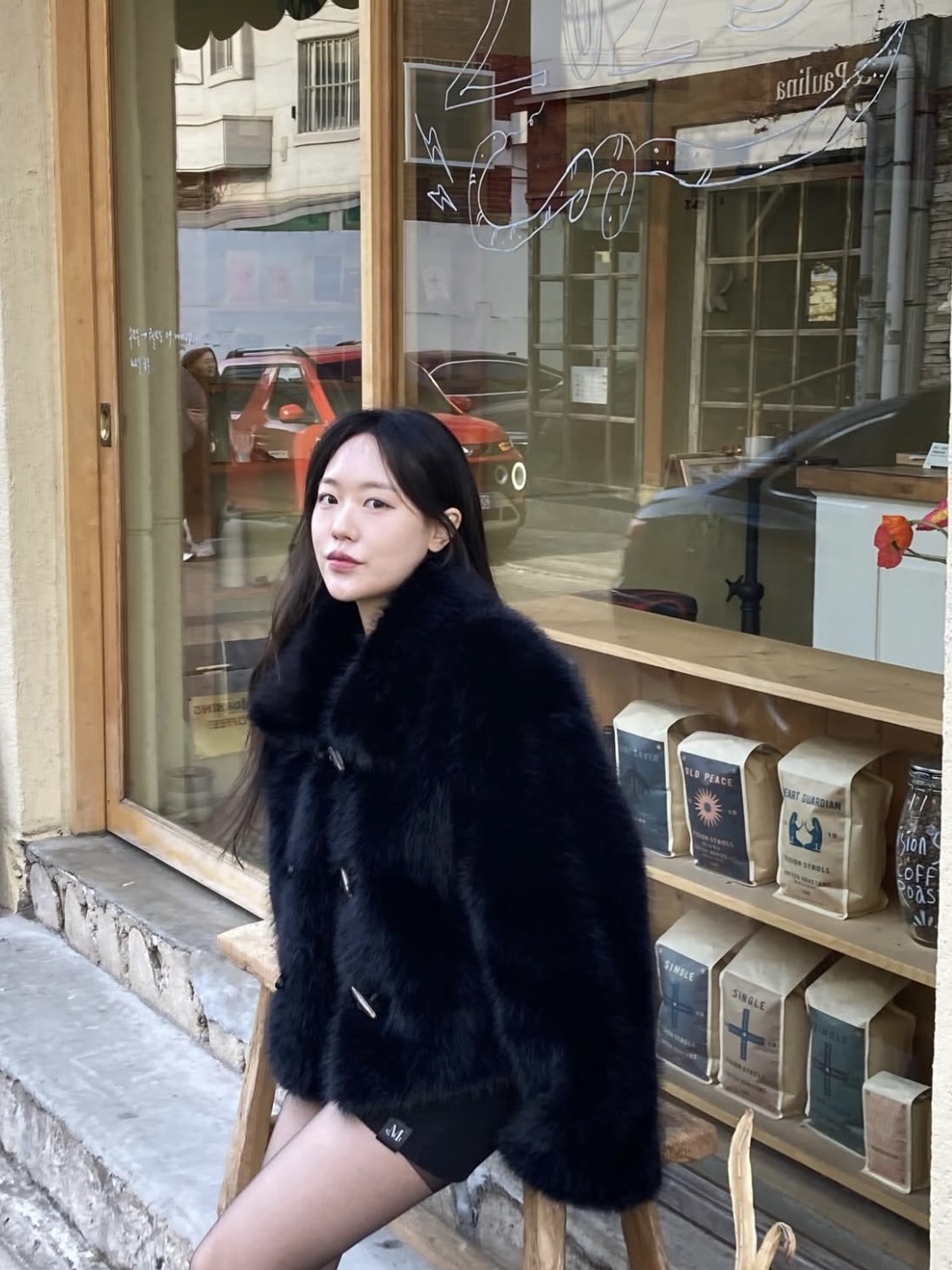 MUCENT Pore Fleece Micro Pants Black 착용 스타일 - 4