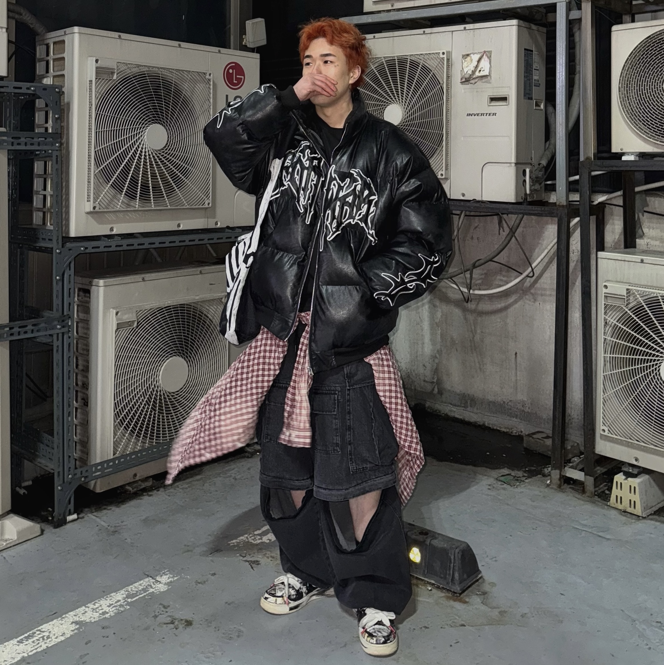 Kapital 14 oz. Denim Bone Print Book Bag Black, Nike x Peaceminusone Air Force 1 Low Para-Noise 착용 스타일 - 1