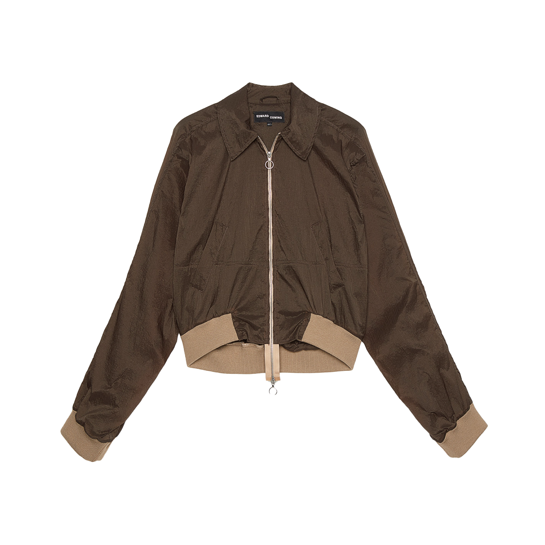 KM5BOTBEC05KK Edward Cuming Crinkle Nylon Bottom Heavy Tech Bomber Khaki Grey - 25SS