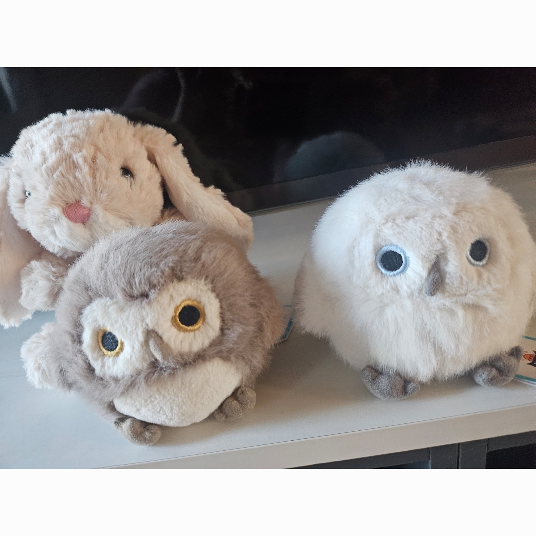 Jellycat Barn Owling Cream, Jellycat Yummy Bunny Beige 착용 스타일