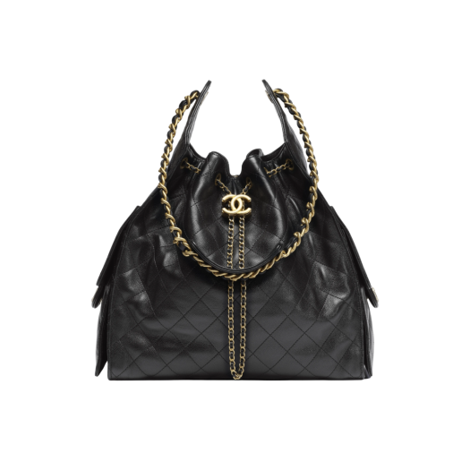 Chanel 25 Medium Handbag Grained Calfskin & Gold Black