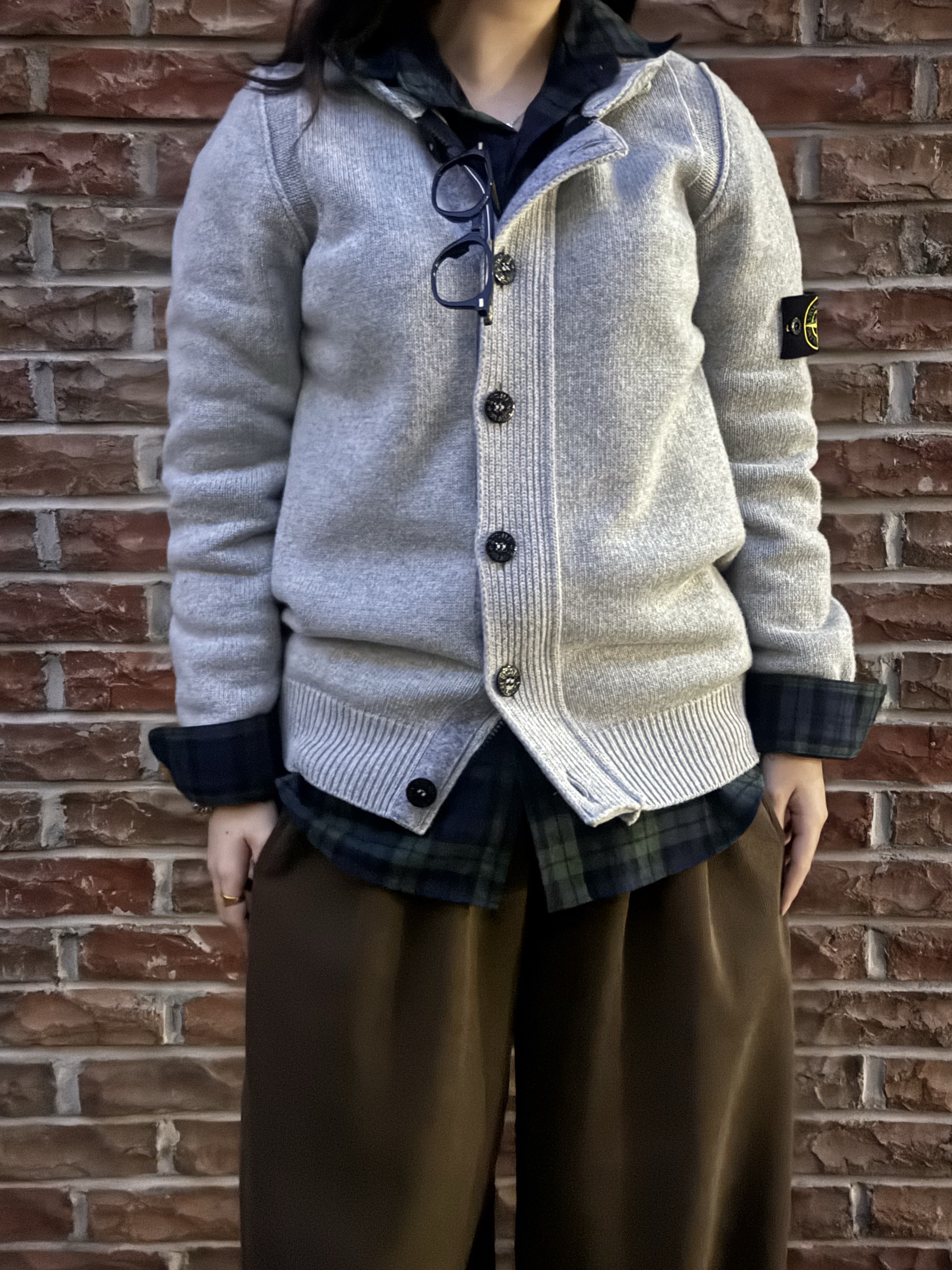 IAB Studio Blackwatch Tartan Shirt Blue Green 착용 스타일 - 2
