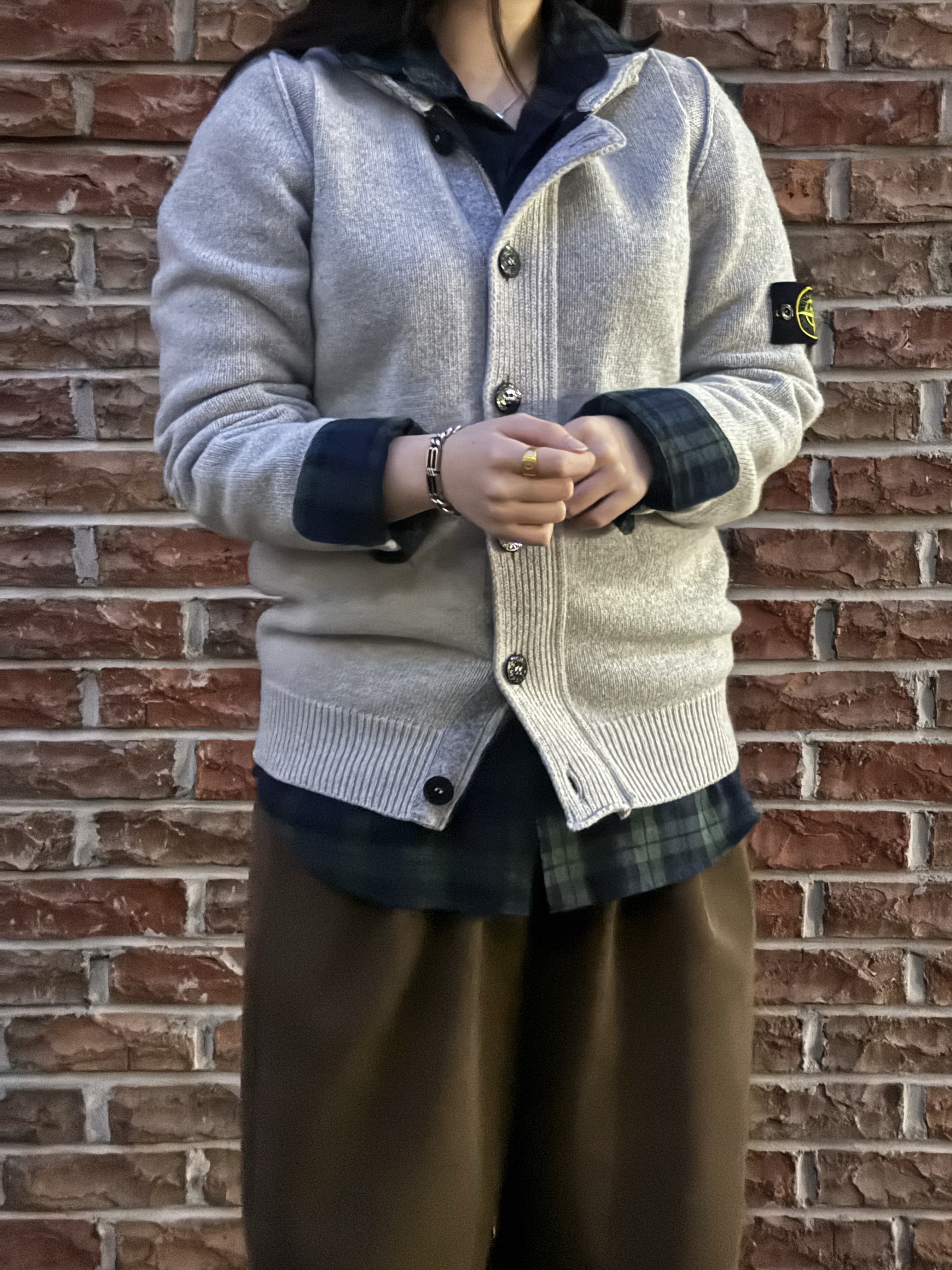 IAB Studio Blackwatch Tartan Shirt Blue Green 착용 스타일 - 1