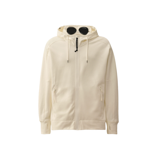 C.P. Company Diagonal Raised Fleece Goggle Hooded Sweatshirt Gauze White - 25SS