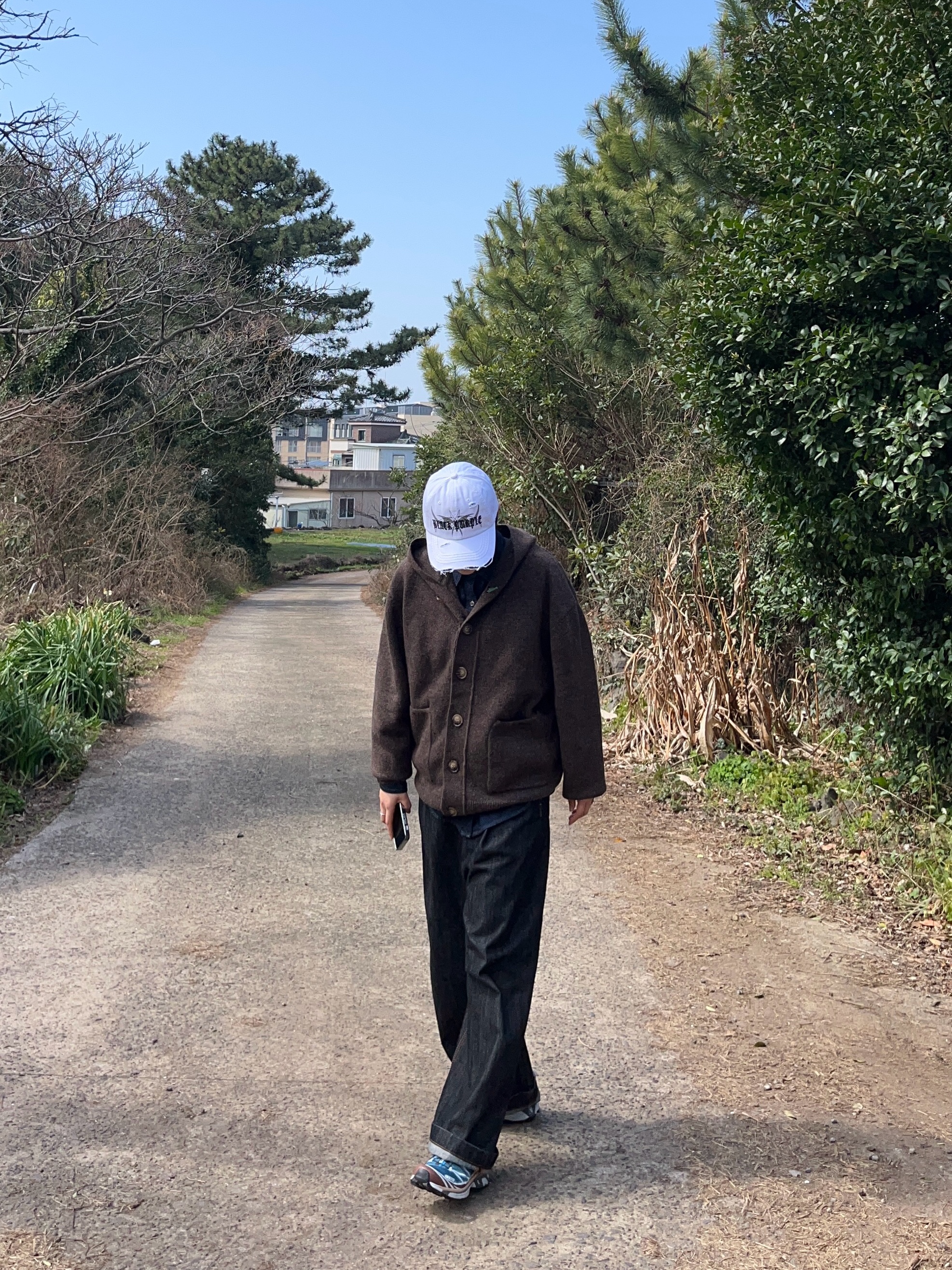 Salomon XT-6 Aegean Blue Tortoise Shell, Uniqlo x JW Anderson Denim Shirt Blue - KR 착용 스타일 - 4
