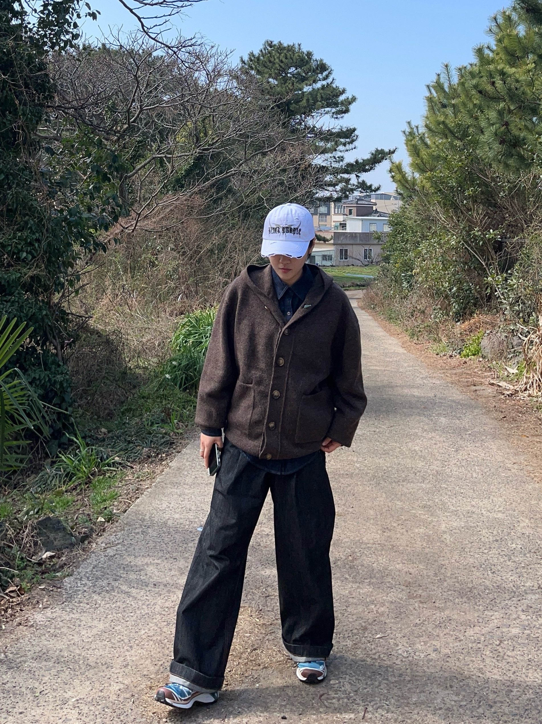 Salomon XT-6 Aegean Blue Tortoise Shell, Uniqlo x JW Anderson Denim Shirt Blue - KR 착용 스타일 - 3