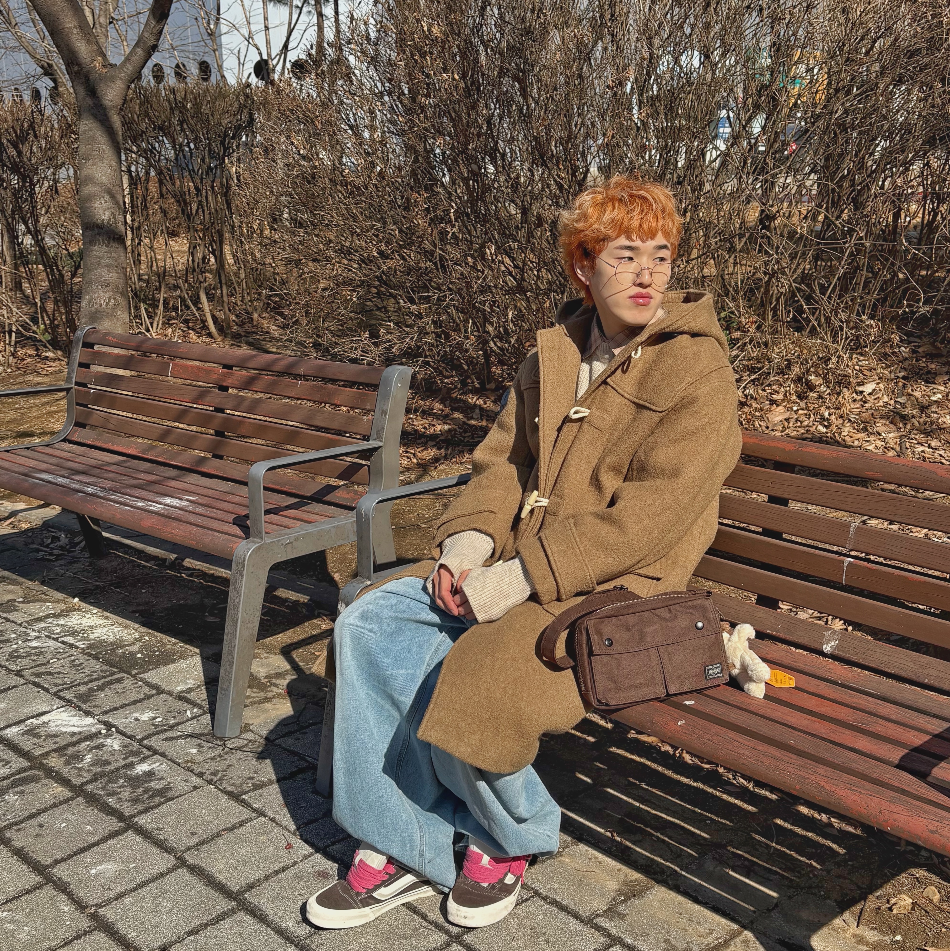 포터 스모키 투웨이 숄더백 브라운 착용 스타일 - 6