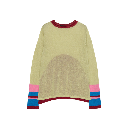 KM5BKNPEC03ML Edward Cuming Linen Cotton Half Moon Loose Sweater Lime Sangria Pink Blue - 25SS