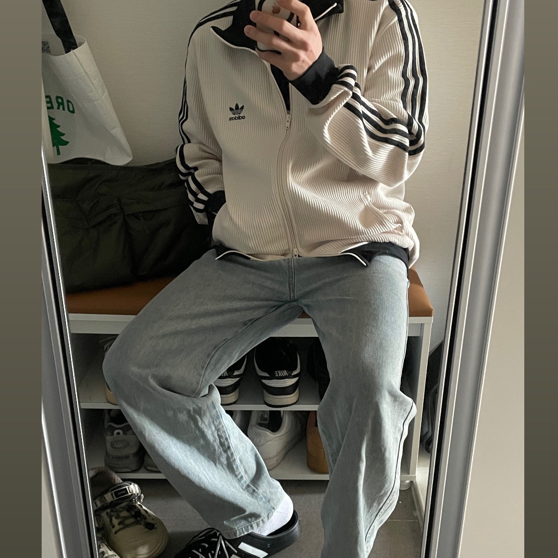 Adidas Waffle Beckenbauer Track Top Wonder White - KR Sizing 착용 스타일