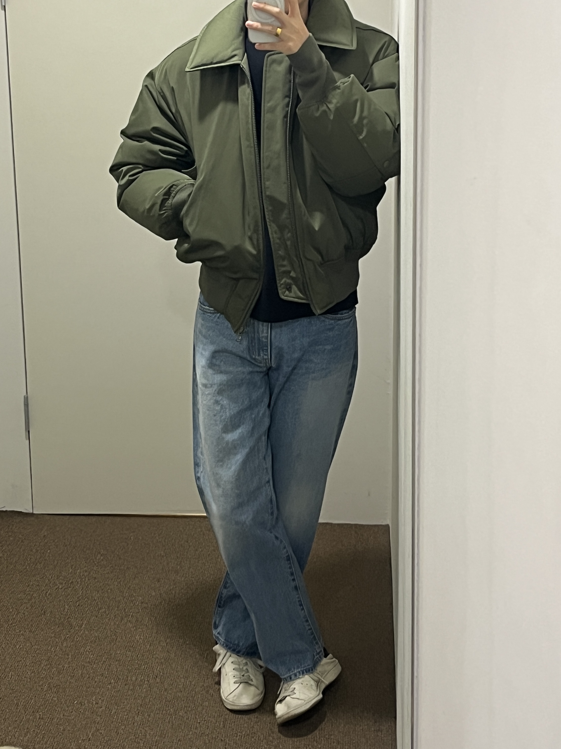 Heritage Floss Crest Merino Wool Cardigan Forest Green, Amomento Mens Cotton Nylon Fatigue Pants Black - 24FW 착용 스타일 - 7