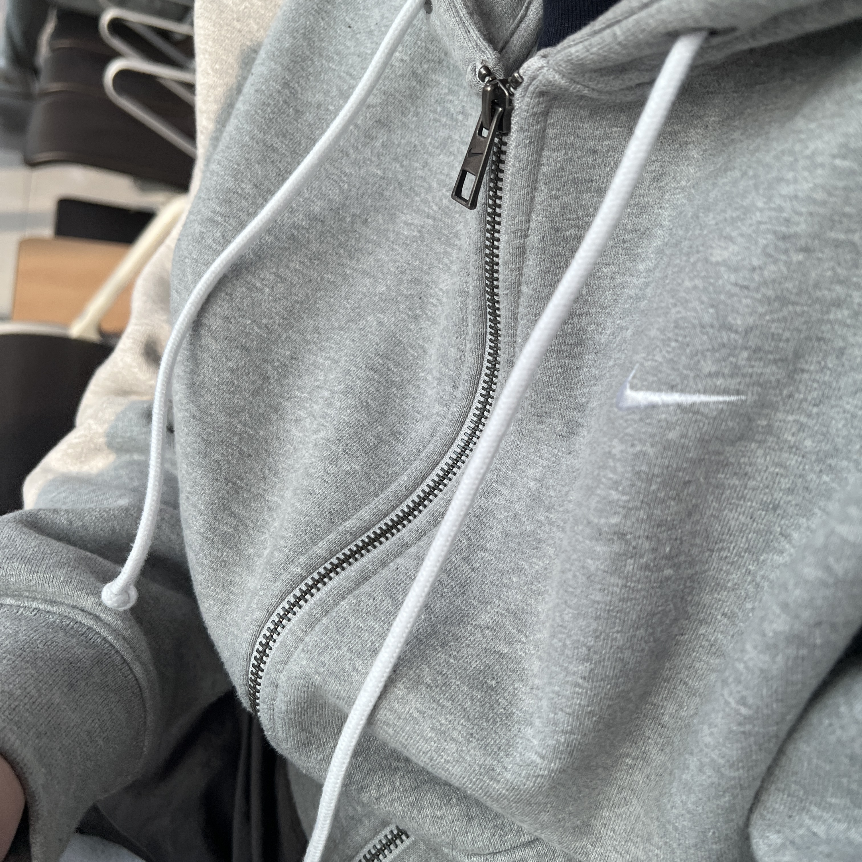 Nike NRG Solo Swoosh Full Zip Hoodie Dark Grey Heather - Asia 착용 스타일