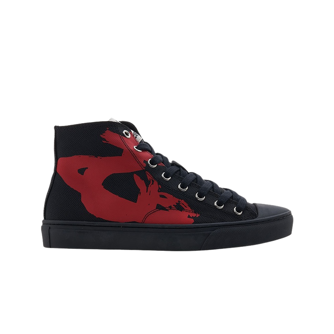 75010001M-W00DF-O101 Vivienne Westwood Plimsoll High Top Sneakers Black Red