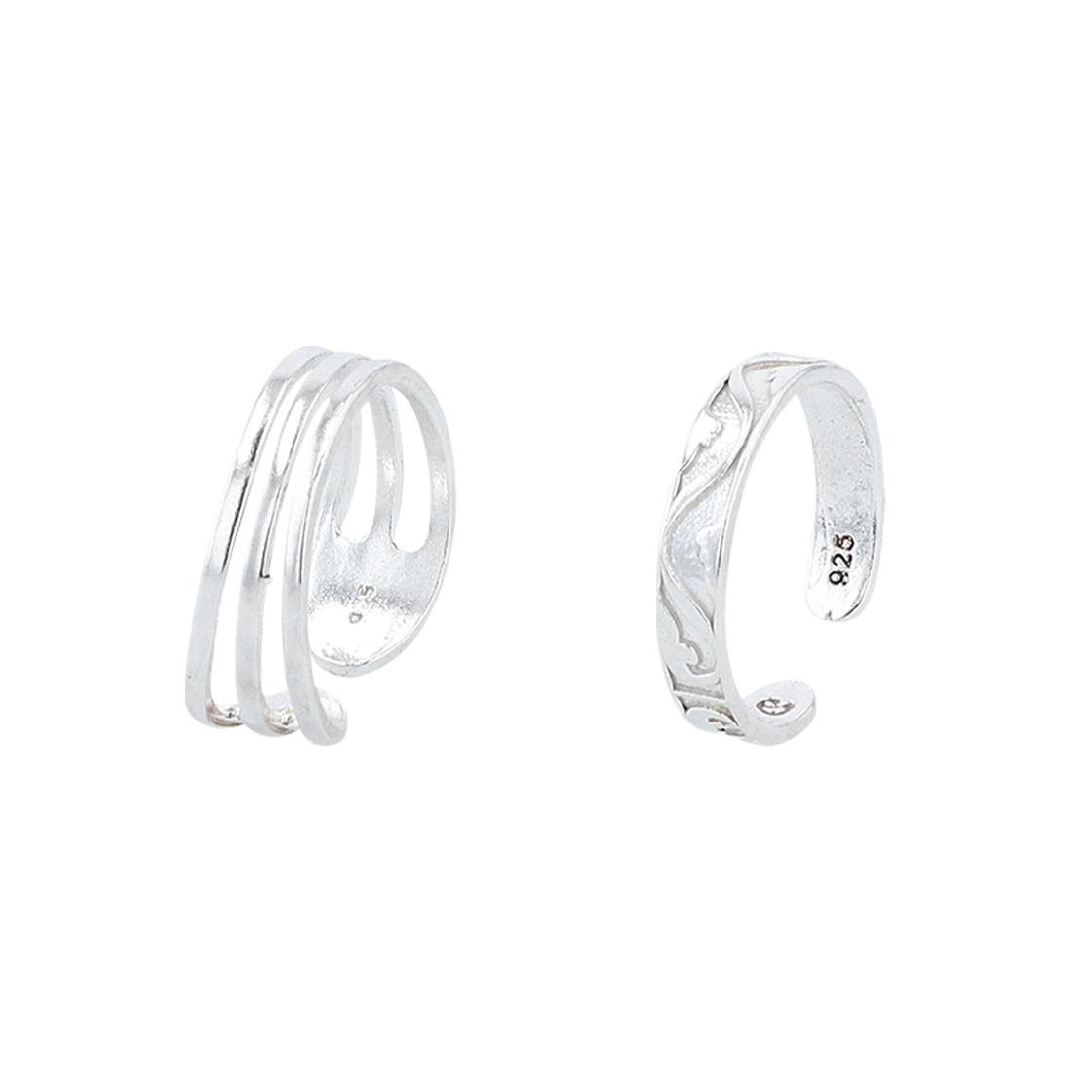 【COYSEIO】 SILVER TOE RING SET Silvora 2Pcs 925 Sterling Silver Toe Rings for Woman