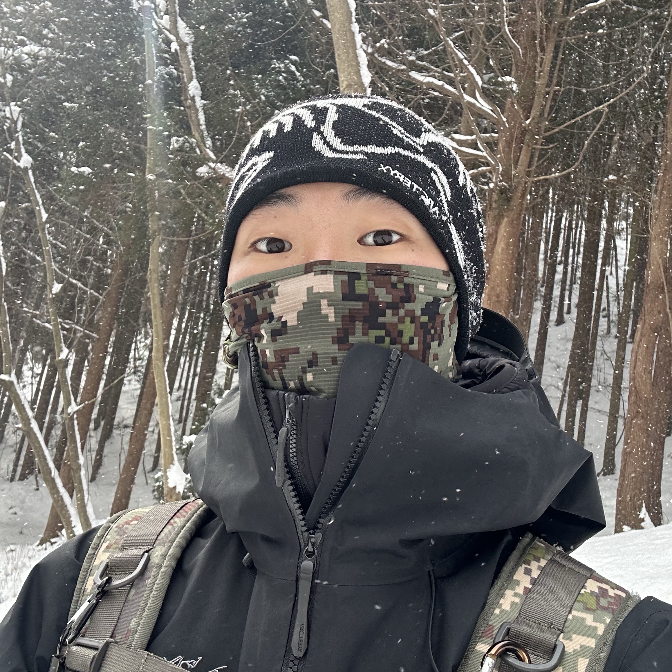 아크테릭스 버드 헤드 토크 오르카, 아크테릭스 아톰 후디 블랙 착용 스타일 - 2
