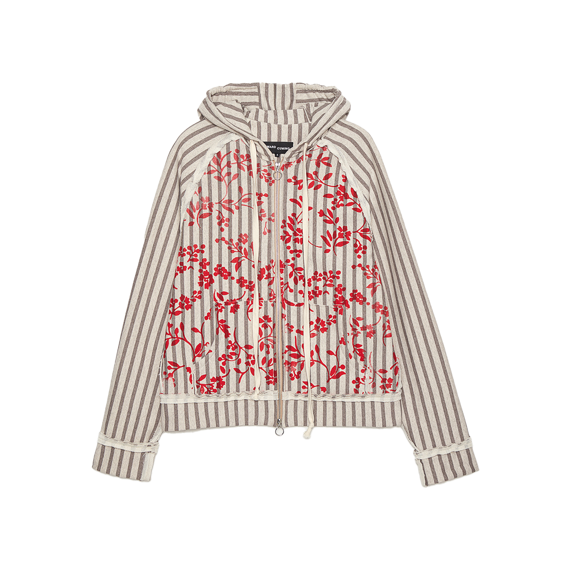 KM5BTSHEC08ML Edward Cuming Stripe Track Jersey I Fell In The Garden Hoodie Grey Light Grey Red - 25SS