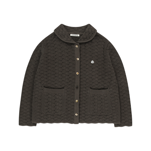 SU2501JK01-b COYSEIO Wave Knit Cardigan Dark Brown