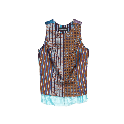 KM5BTSSEC06ML Edward Cuming Jacquard Mix Cupro Collage Sensible Top Blue Purple White Turquoise - 25SS