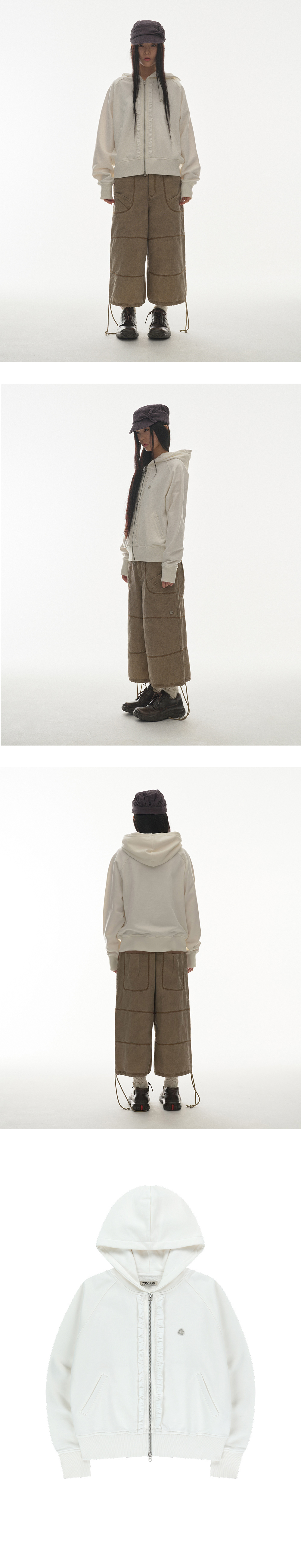 トップス COYSEIO RUFFLE LACE HOOD ZIP-UP WHITE 코이세이오 러플 레이스 후드 집업 화이트 | COYSEIO | KREAM