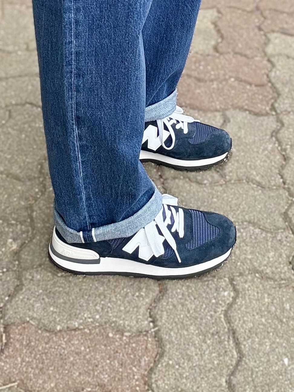 New Balance 990v1 Made in USA Navy, Porter Tanker Shoulder Bag L Silver gray 착용 스타일 - 8