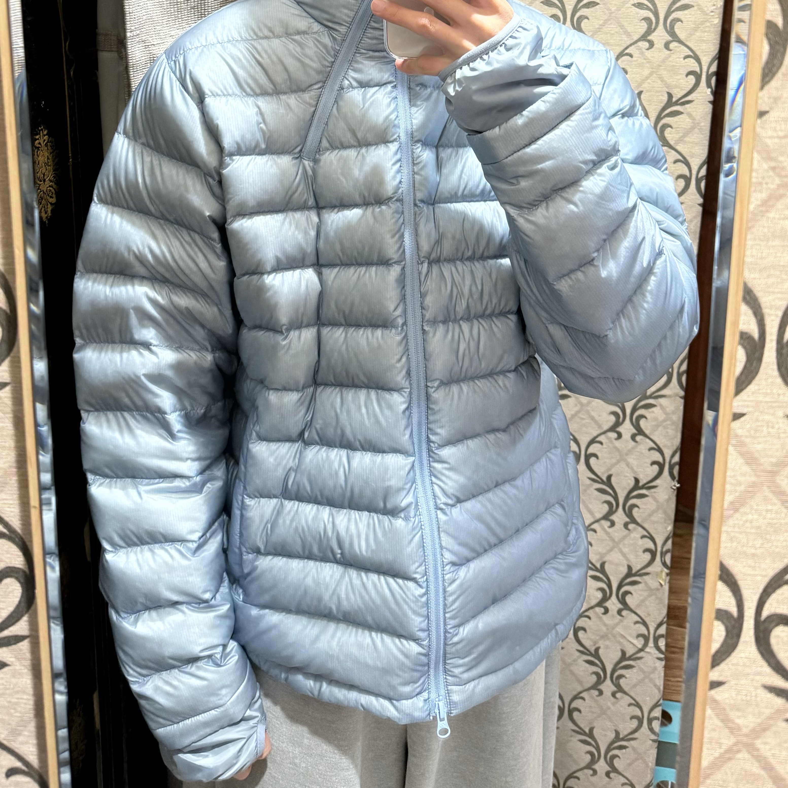 Sansan Gear Suffix Puffer Jacket Sky Blue - 24FW 착용 스타일 - 2