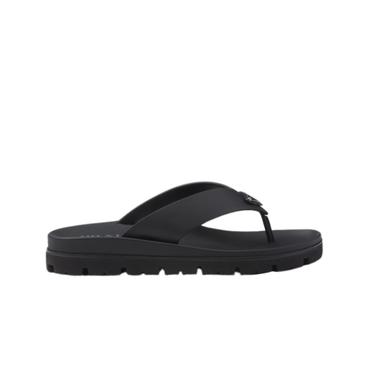 2Y3130-3LKK-F0002 Prada Rubber Thong Sandals Black