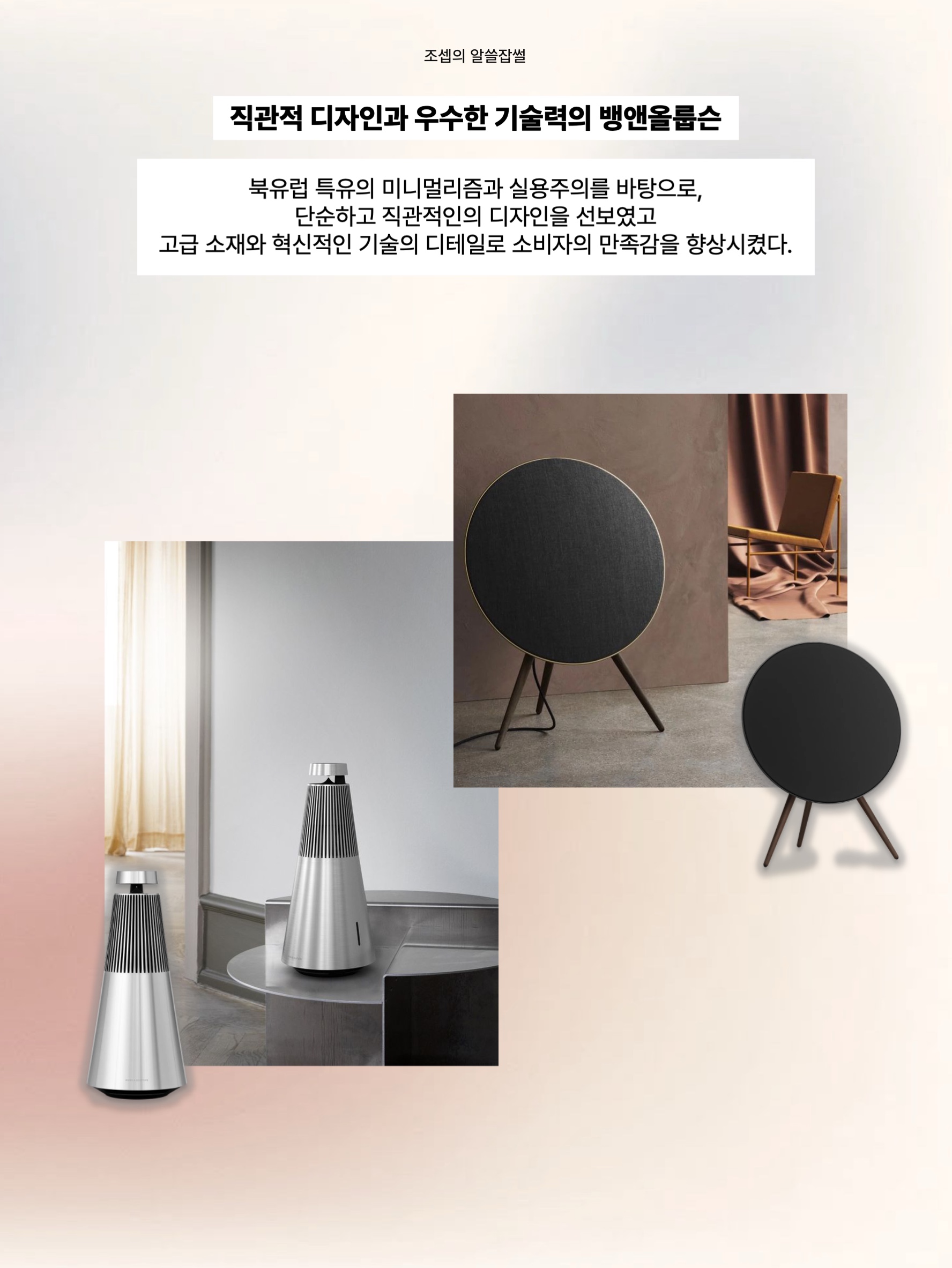 Bang & Olufsen Beosound 2 3rd Gen. Natural, Bang & Olufsen Beosound A9 5th Gen. Black Anthracite 착용 스타일 - 5