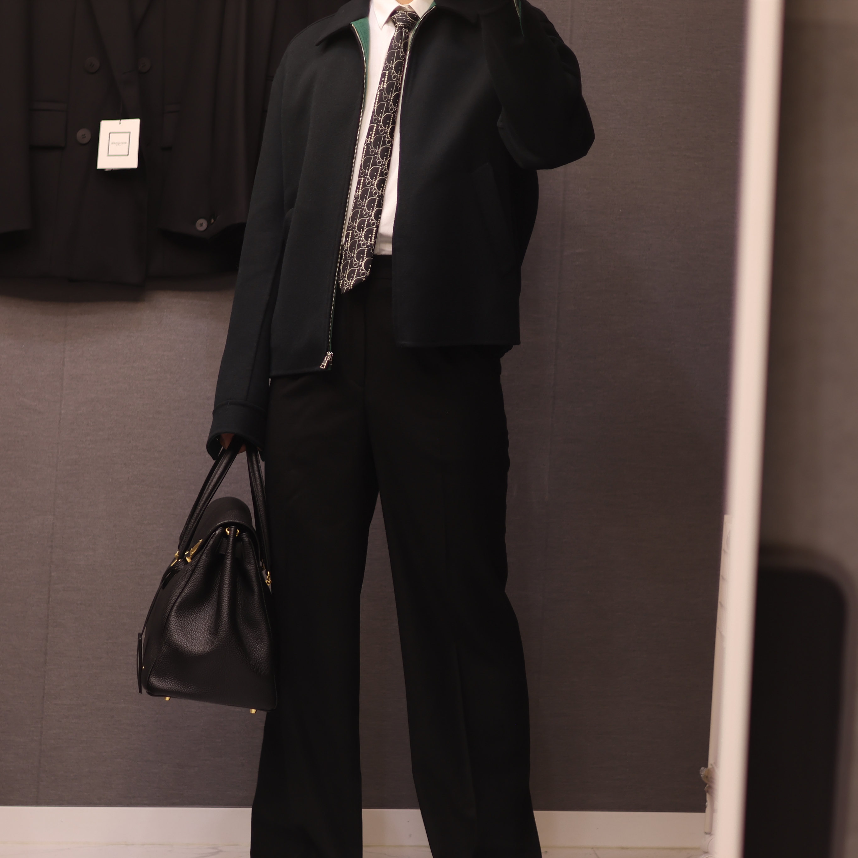 Gucci Wool Zip Jacket with Jacquard Dark Blue 착용 스타일 - 2