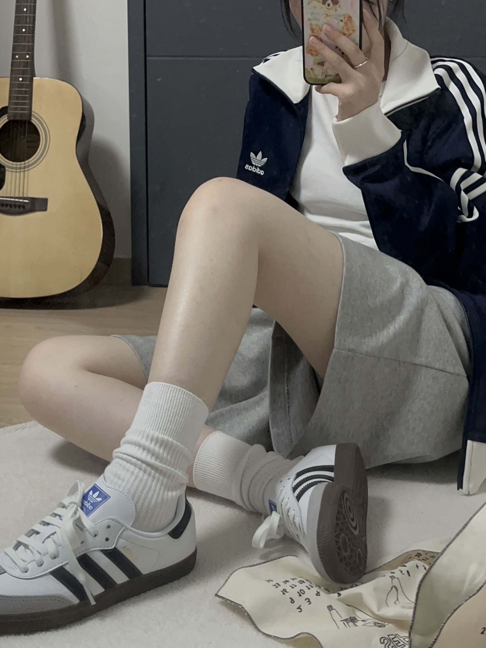 Adidas Samba OG Cloud White, Adidas Adicolor Classic Beckenbauer Track Top Night Indigo - KR Sizing 착용 스타일 - 2