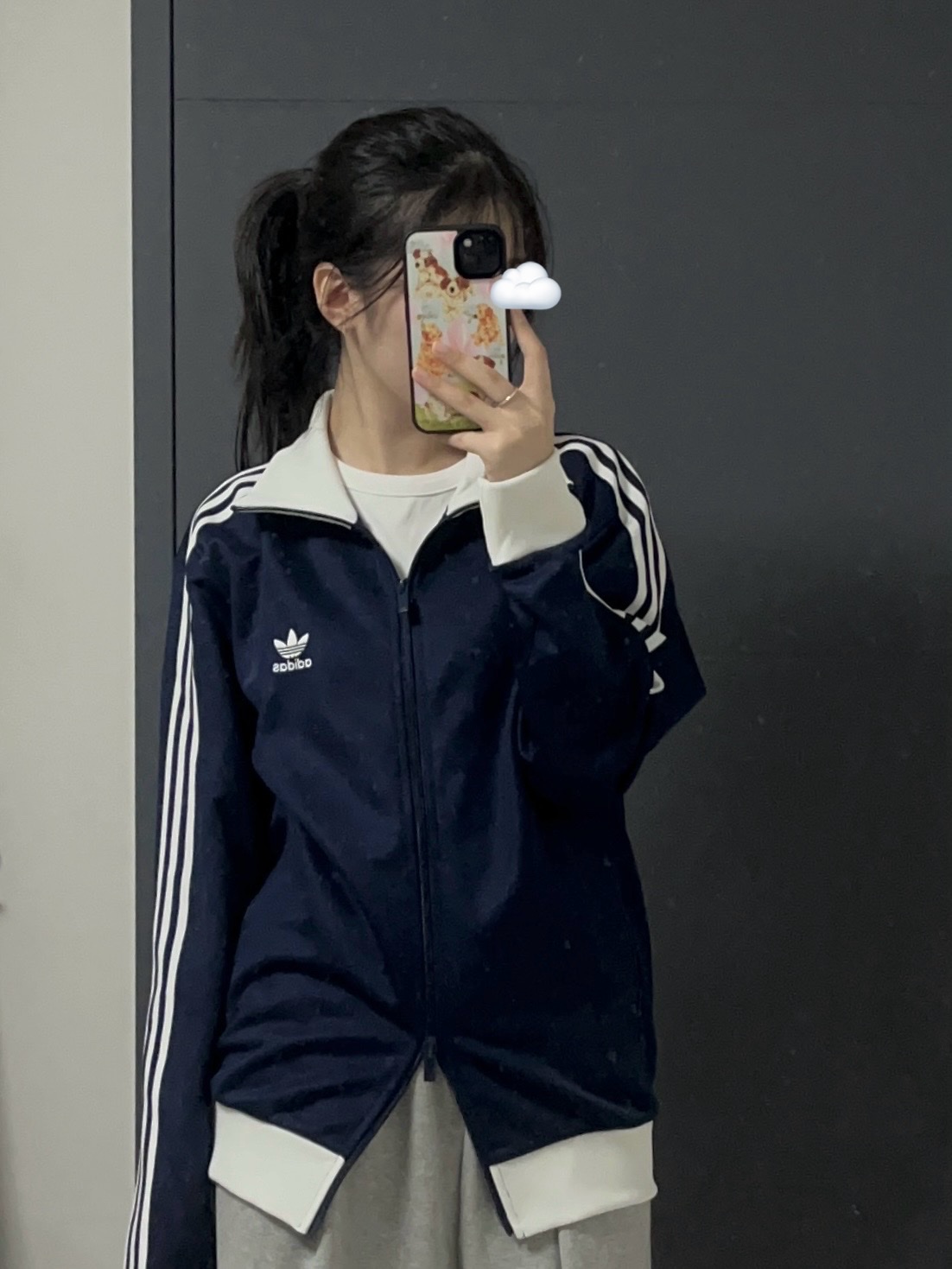 Adidas Samba OG Cloud White, Adidas Adicolor Classic Beckenbauer Track Top Night Indigo - KR Sizing 착용 스타일 - 3