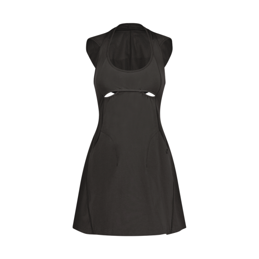 [OJOS] Halter Hoodie Apron Dress /追跡付 OJOS | Halter Hoodie Apron Dress - Grey