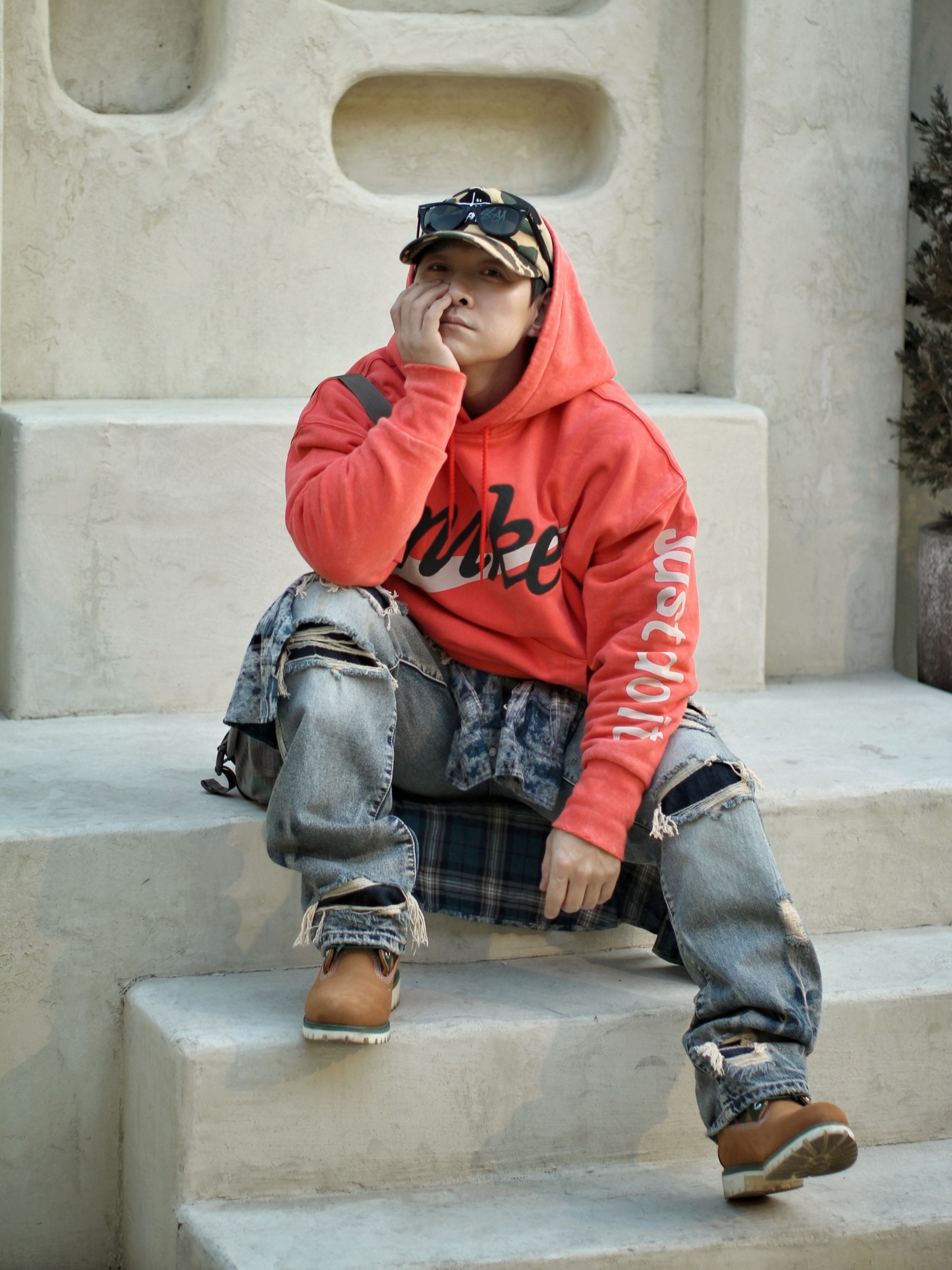 Stussy x BAPE Trucker Cap Yellow, Nike x Cactus Plant Flea Market Shoebox Heavyweight Hooded Pullover Orange - Asia 착용 스타일 - 3