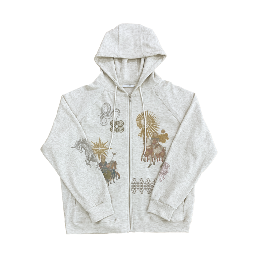 【韓国 toomuchtax】PRINTED WAFFLE ZIP-UP HOODIE 티엠티 와플 후드집업 toomuchtax Printed Waffle Zip-up hoodie