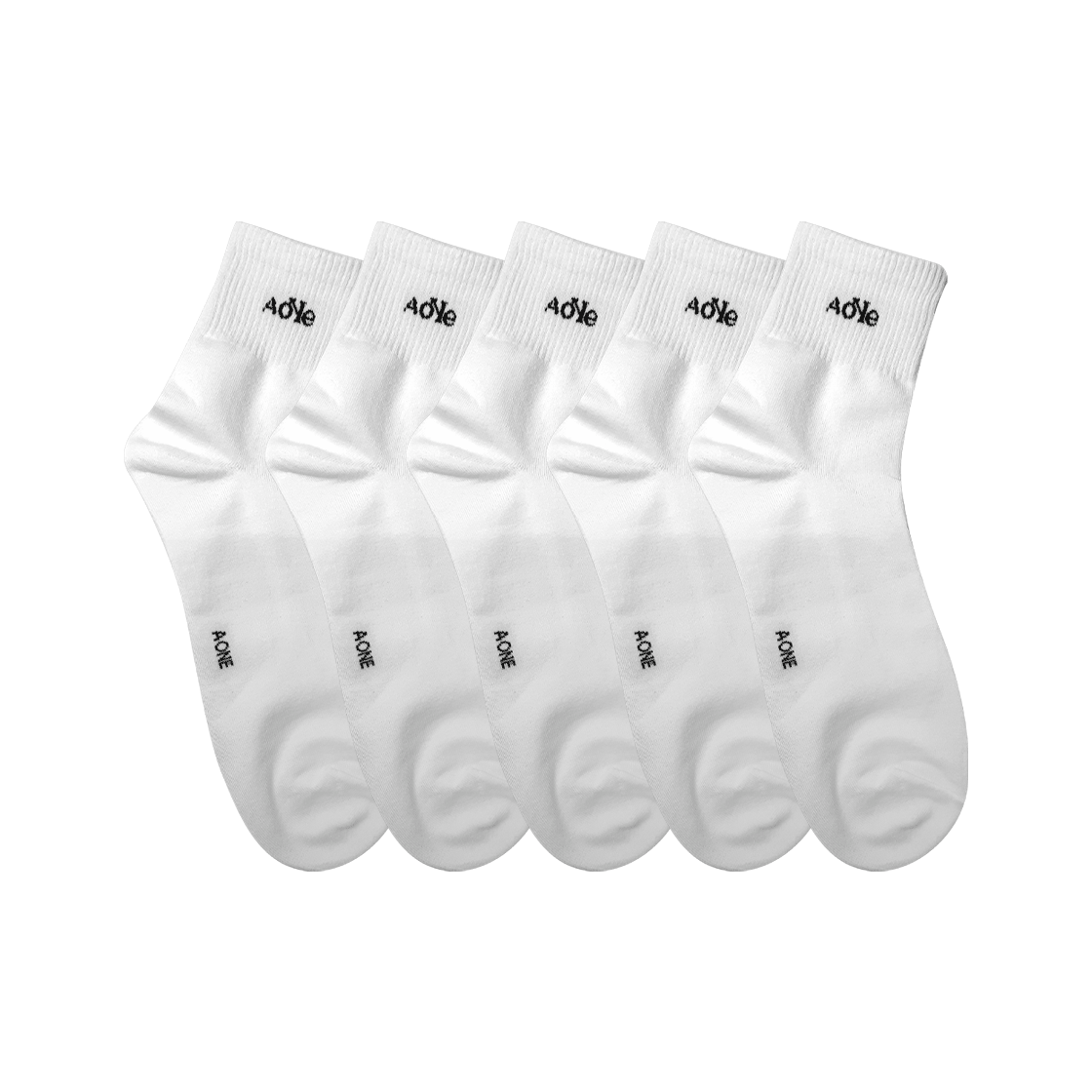 A-LM-WH-M Aone Minimal Logo Mini Crew Socks 5-Pack White
