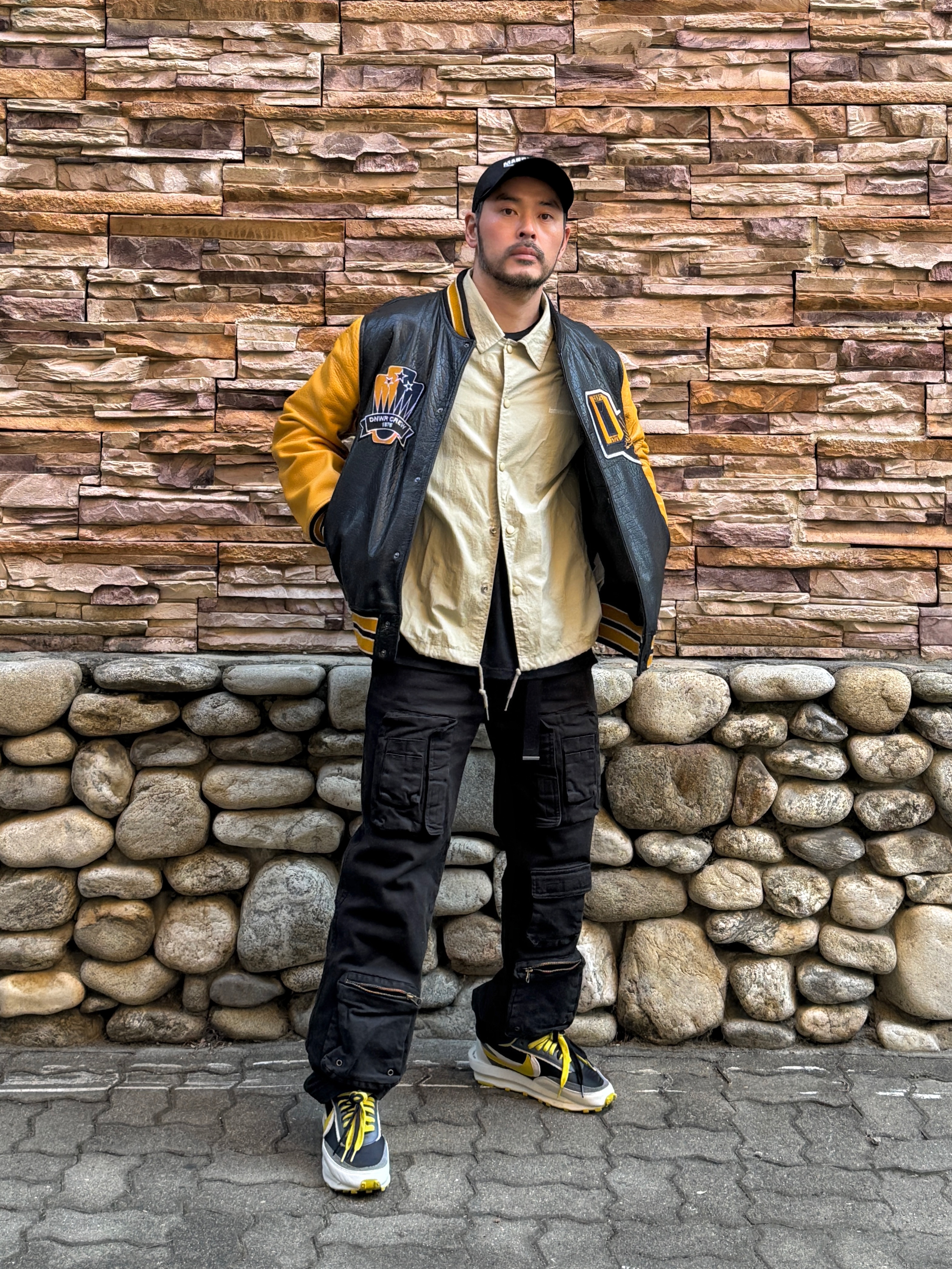 Nike x Sacai x Undercover LDWaffle Black Bright Citron 착용 스타일 - 2