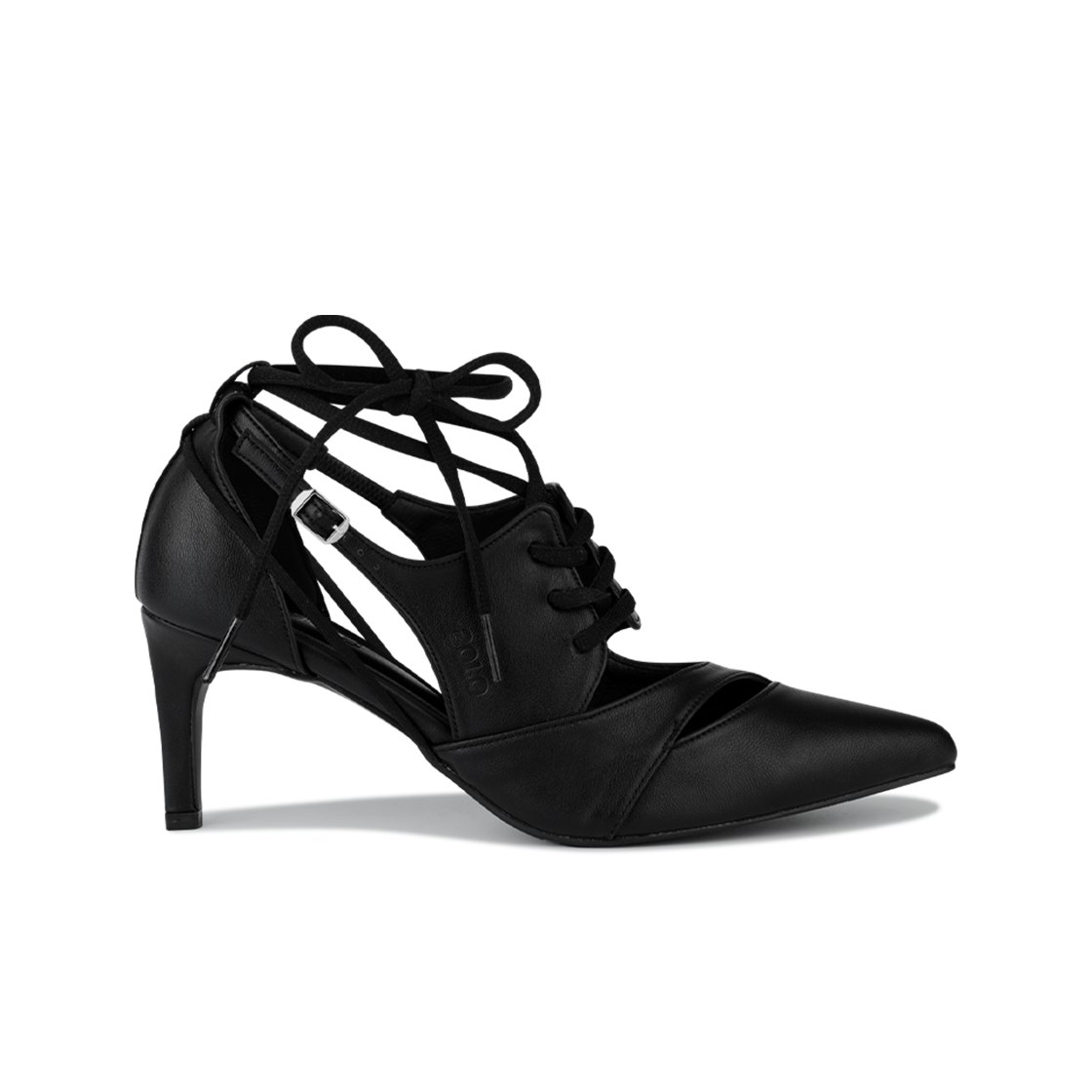 25SS-SH02-BK OJOS Multistrap Stiletto Heels Black