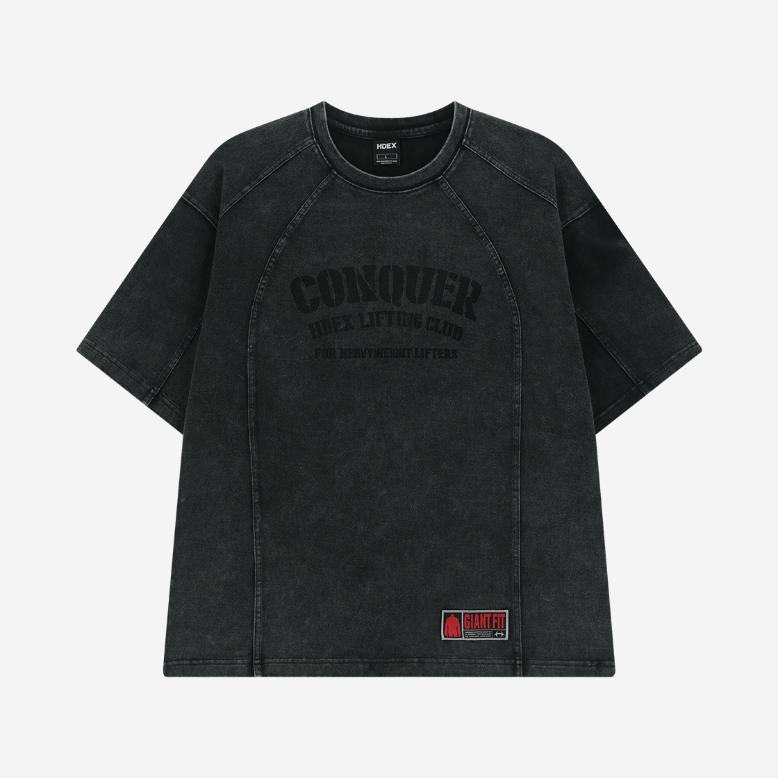 에이치덱스 페이디드 워싱 컨쿼 숏 슬리브 챠콜(HDEX Faded Washing Conquer Short Sleeve Charcoal)