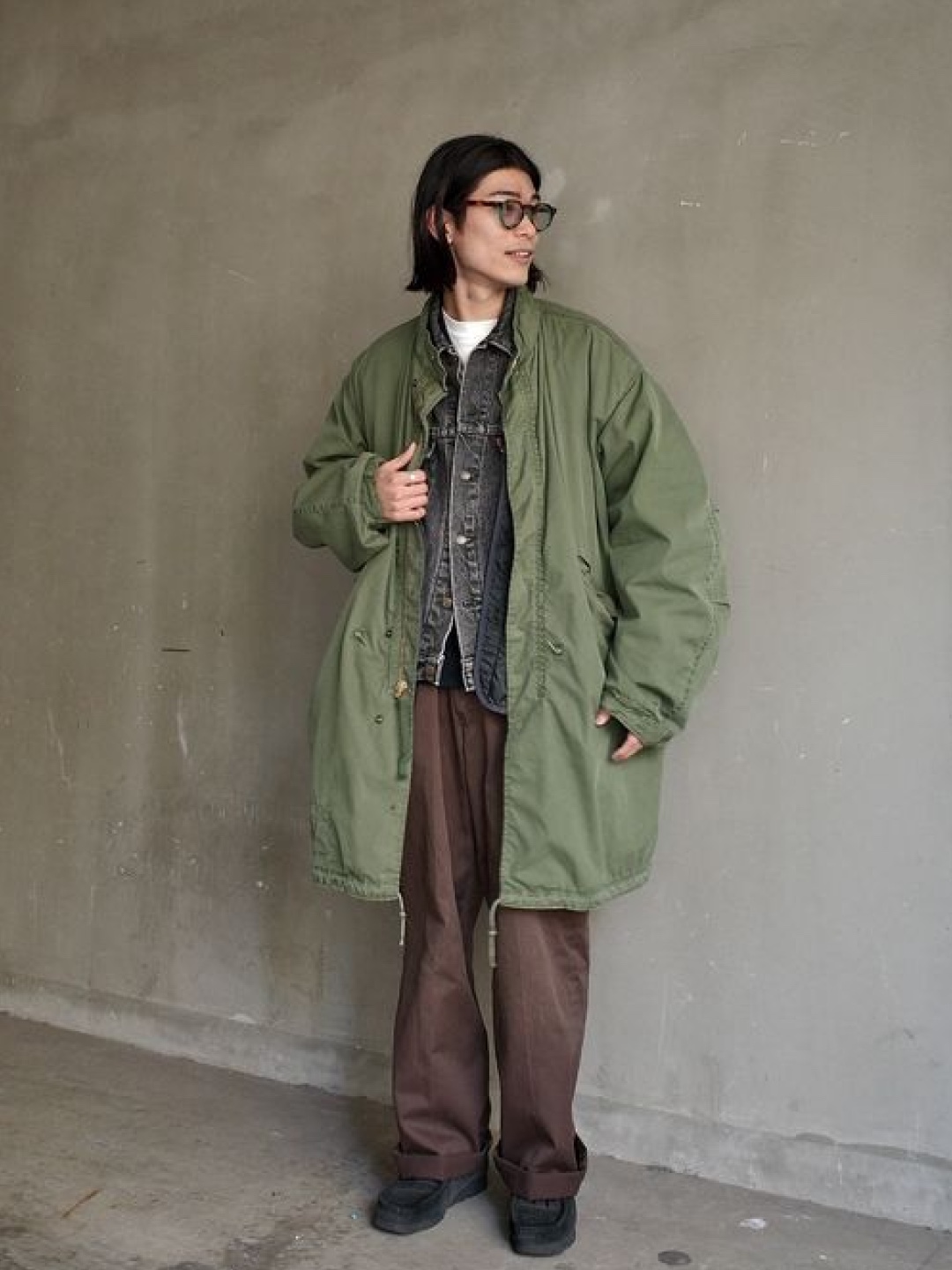 Military Surplus US M65 Fishtail Parka Olive Drab, Visvim Six-Five Fishtail Parka Olive 착용 스타일 - 5