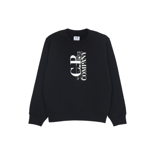 (Kids) C.P. Company U16 Diagonal Fleece Logo Sweatshirt Black - 25SS