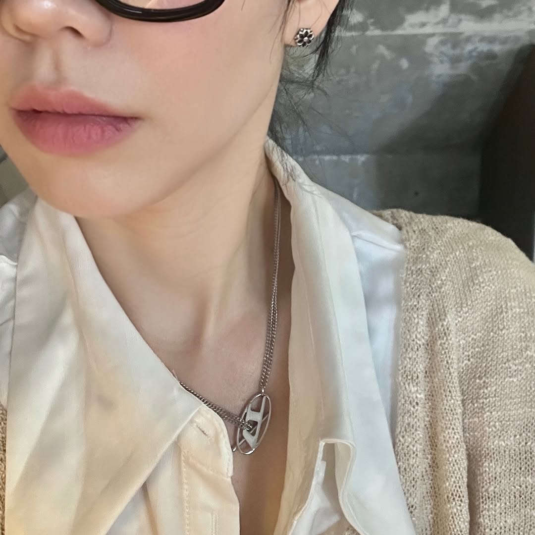 Diesel Dx1534 Stainless Steel Chain Necklace Silver 착용 스타일