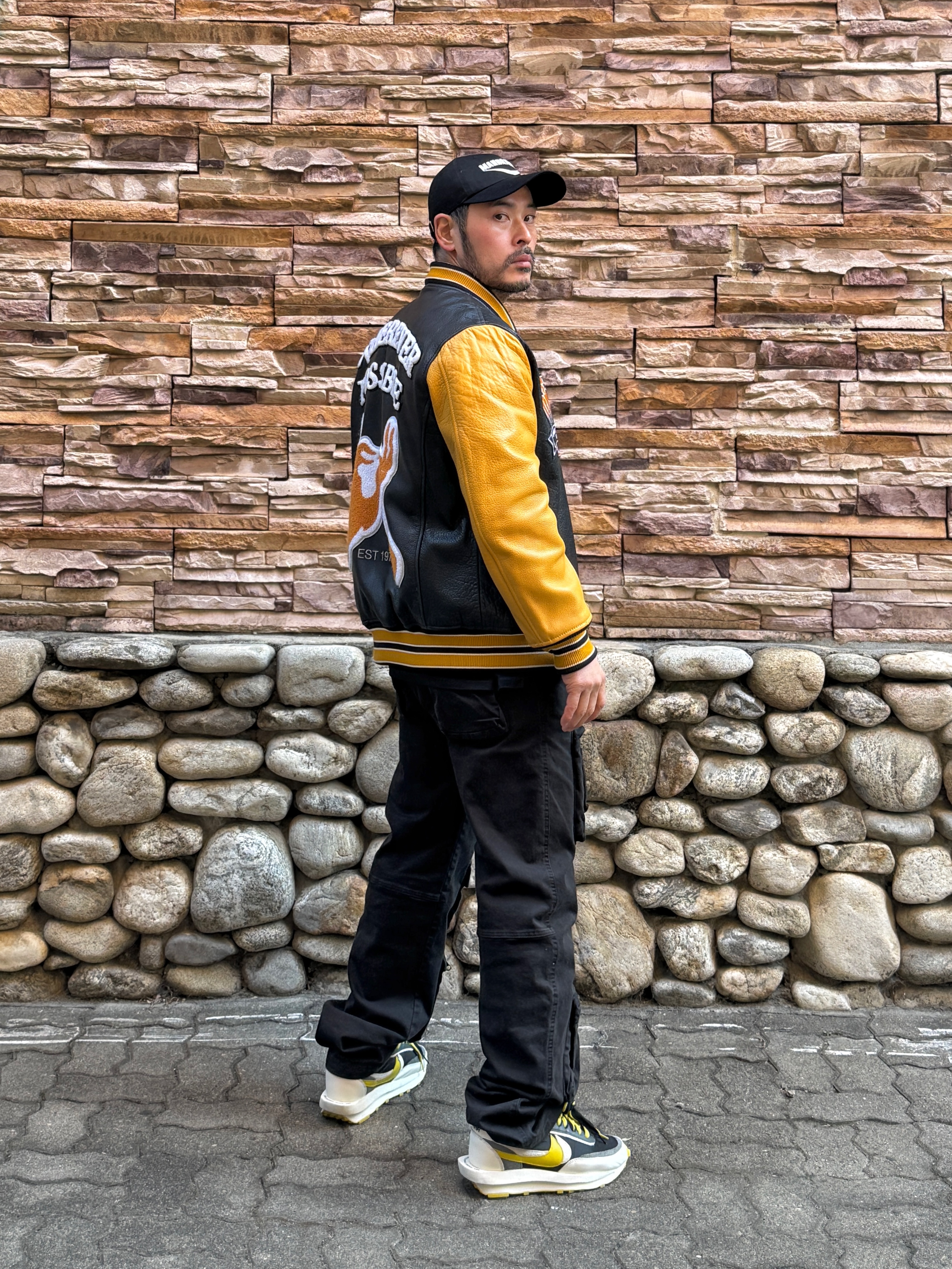 Nike x Sacai x Undercover LDWaffle Black Bright Citron 착용 스타일 - 4