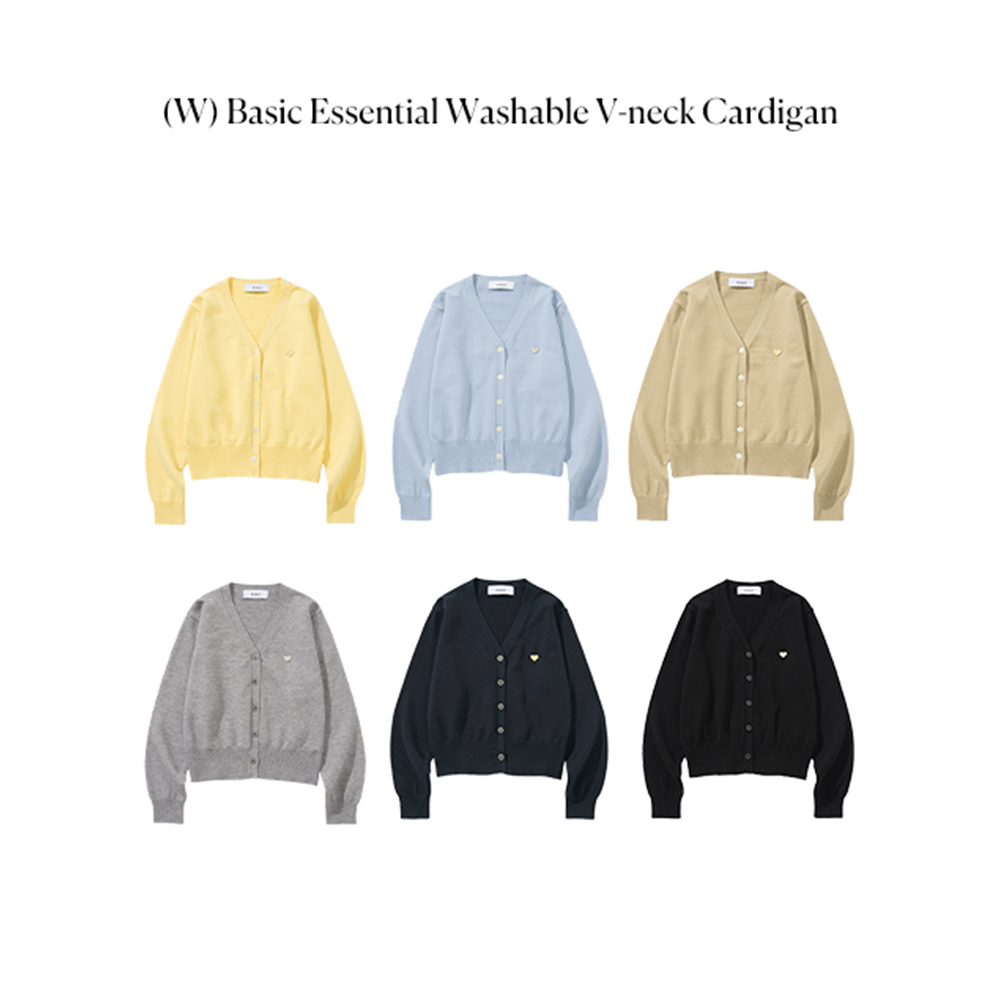 니티드 베이직 에센셜 워셔블 브이넥 가디건 우먼 그레이(Knitted Basic Essential Washable V-neck Cardigan Women Grey) - 2
